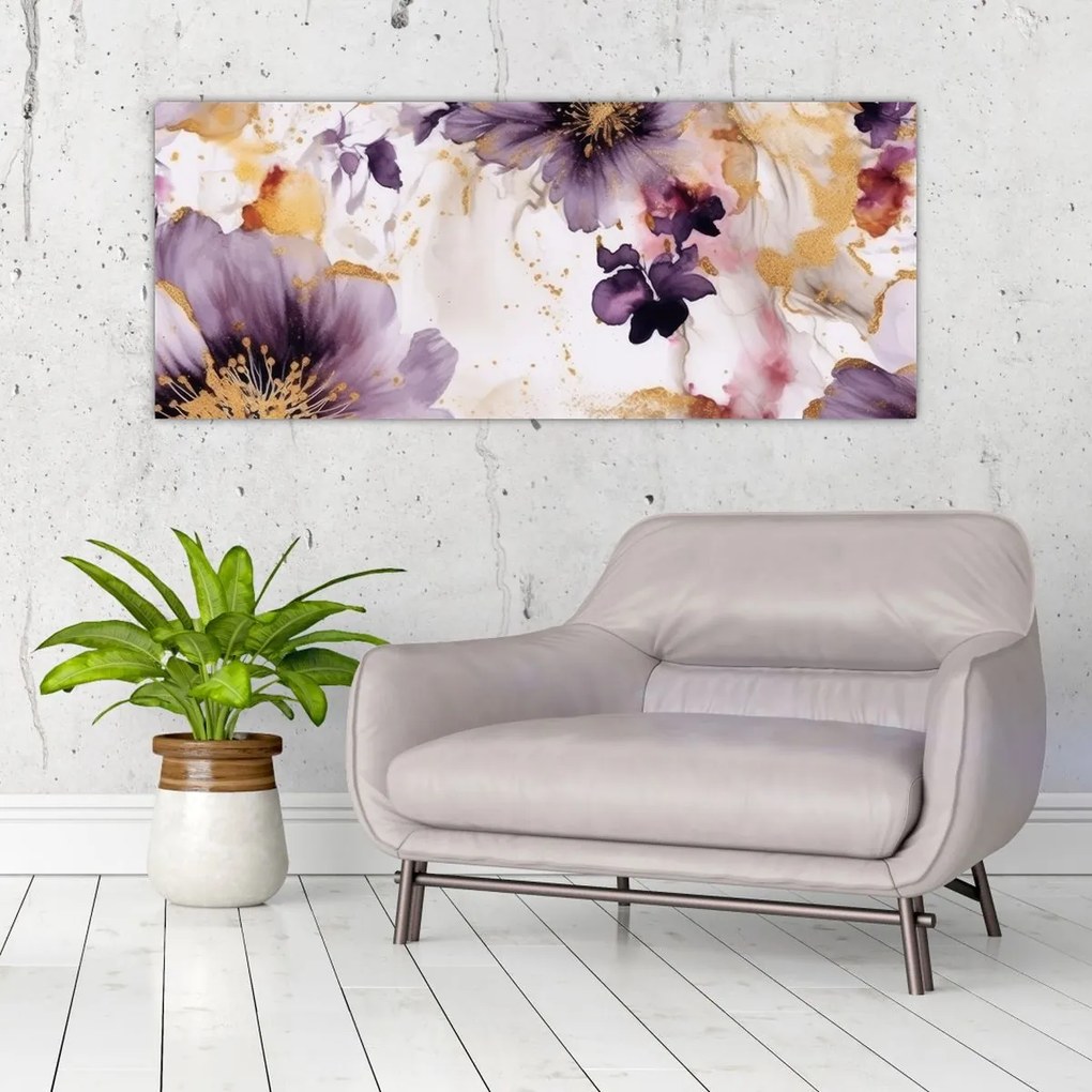 Tablou - Acuarelă flori (120x50 cm)