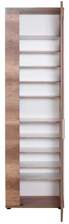 Pantofar Adore Porto XL, 2 usi reversibile cu oglinda, 11 rafturi, capacitate 30-34 perechi, Natur, 60 x 212 x 35 cm