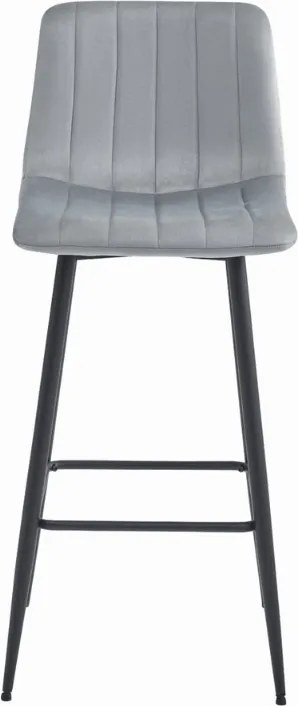Scaun de bar gri deschis POZZA VELVET cu picioare negre