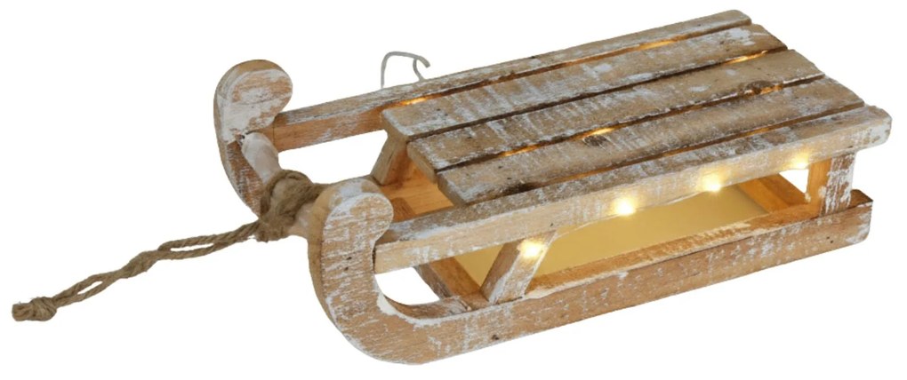 Decorațiune de Crăciun din lemn cu LED, sanie, 32 x 25 x 11 cm