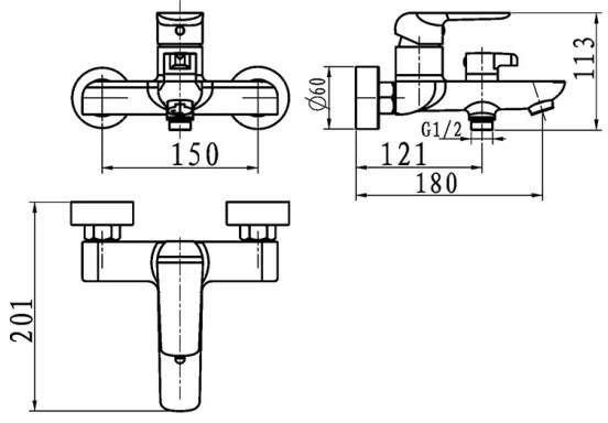 Novaservis - Baterie de cadă NOBLESS TINA neagră