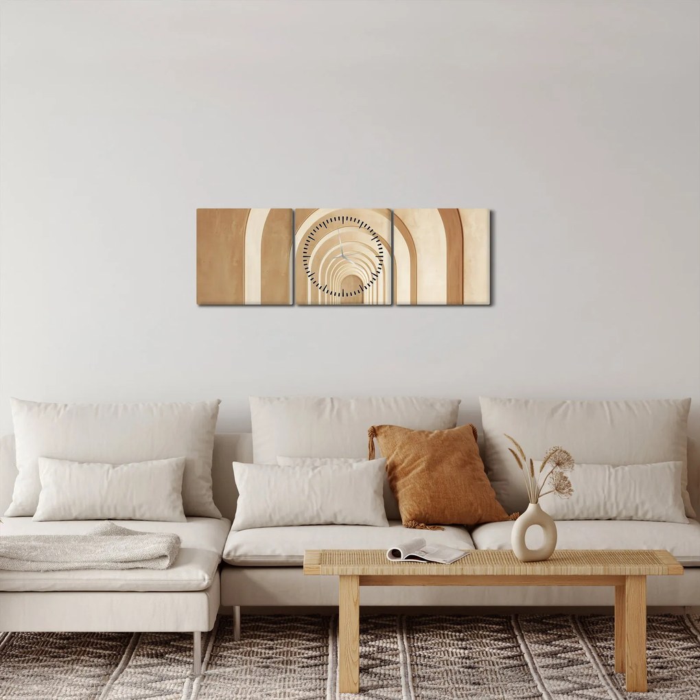 Tablou - Pasaj Bej (cu ceas) (90x30 cm)