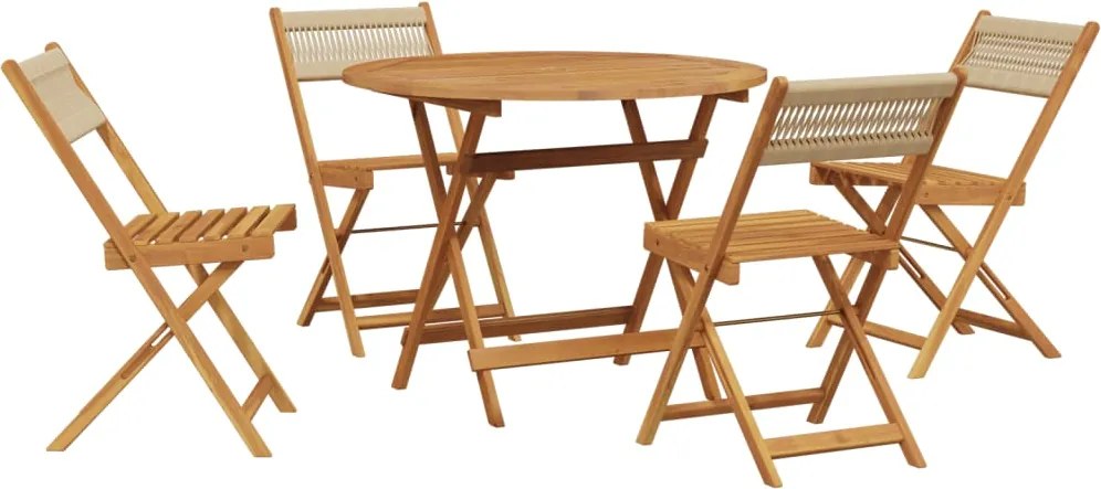 vidaXL Set mobilier de grădină 5 piese polipropilenă bej/lemn masiv