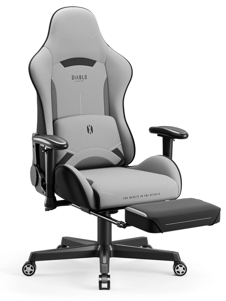 Scaun gaming Diablo X-Starter din țesătură gri