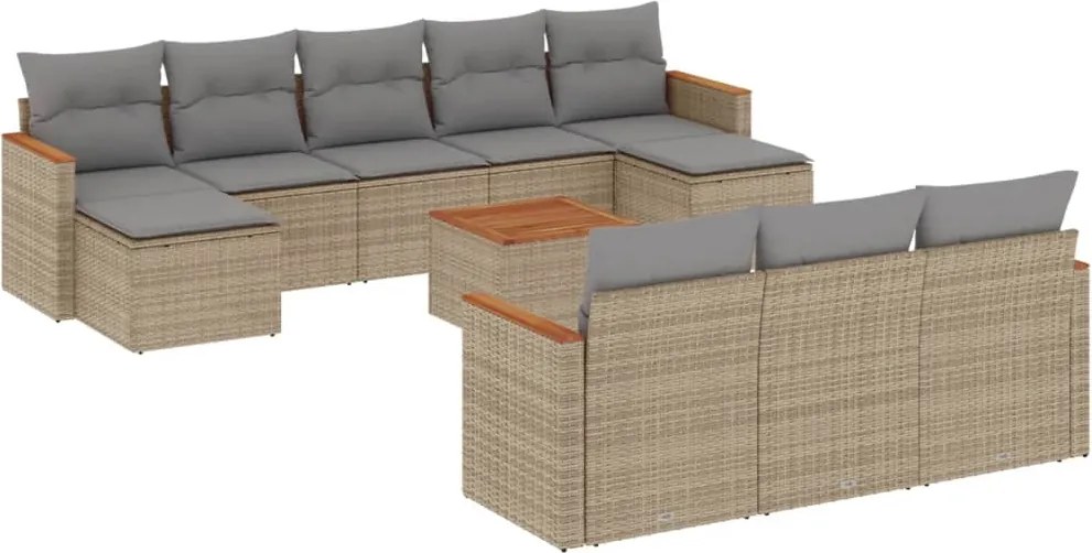 vidaXL Set canapele de grădină cu perne, 11 piese, bej, poliratan