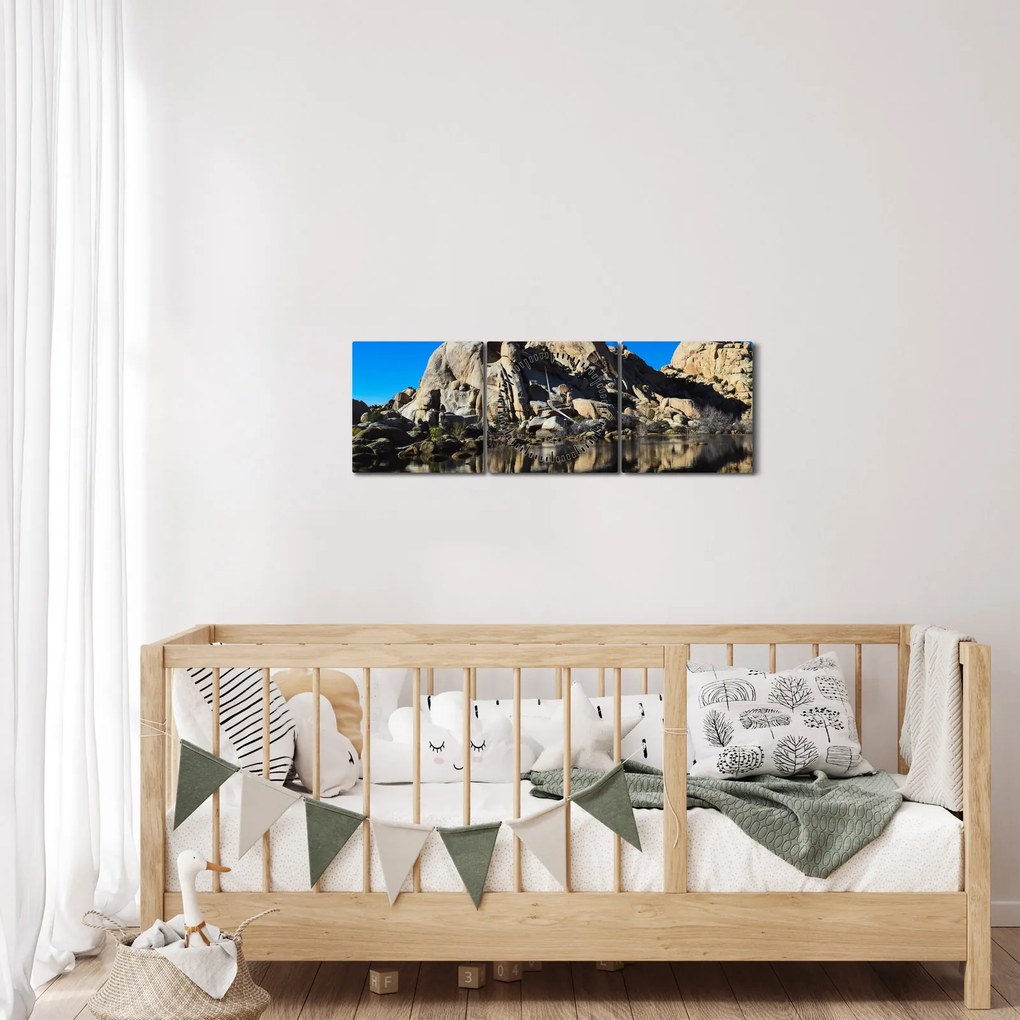 Tablou oglinzirea pietrelor (cu ceas) (90x30 cm)