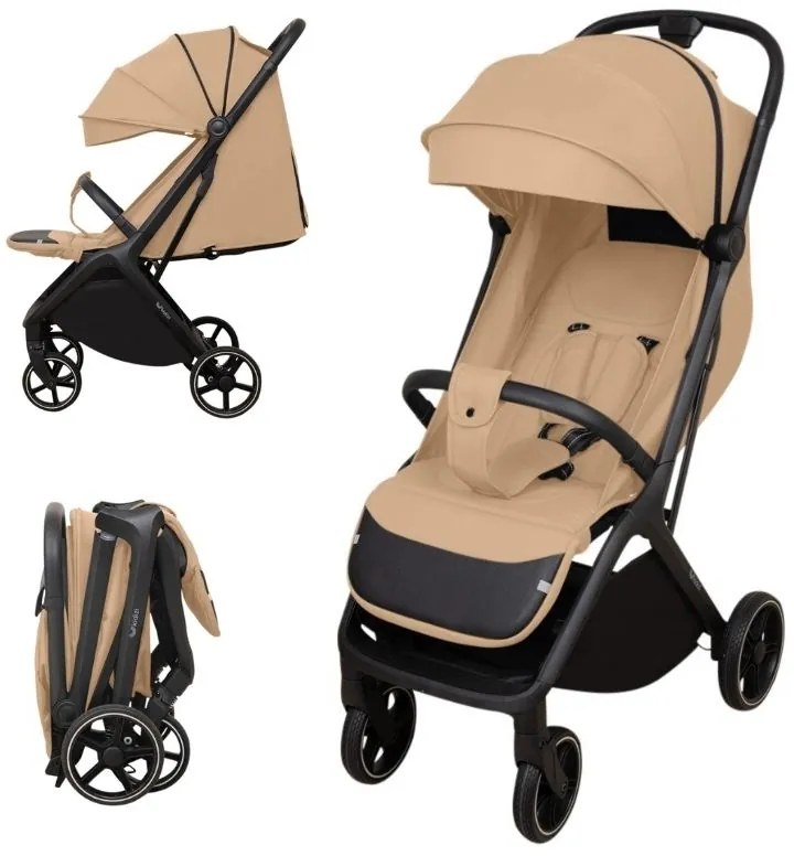 Carucior sport compact cu pliere automata recomandat de la nastere pana la 22 kg  Kidizi Nairo Bej, 7,9 kg