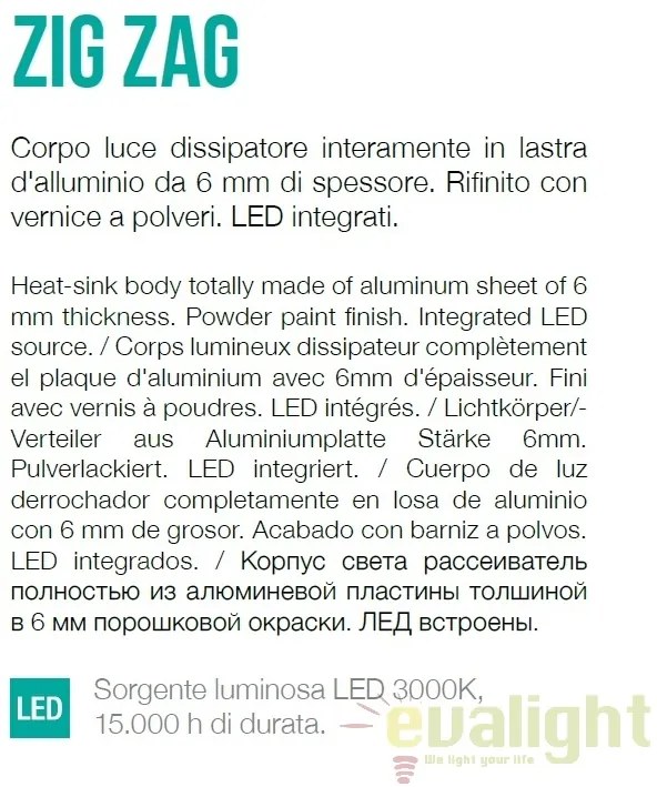 Aplica LED moderna ambientala ZIG ZAG AP D53 BIANCO 3000K