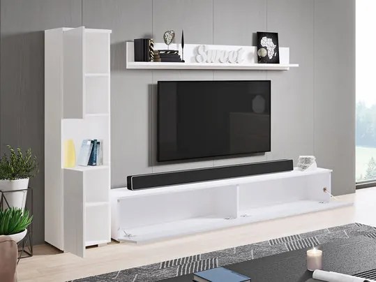 Mobilier living Nova BR (Alb + Alb lucios) (fără iluminat). 1060048