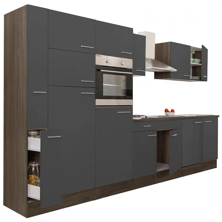 Mobilă de bucătărie Yorki 360, corp din stejar Yorki, cu față antracit satinat