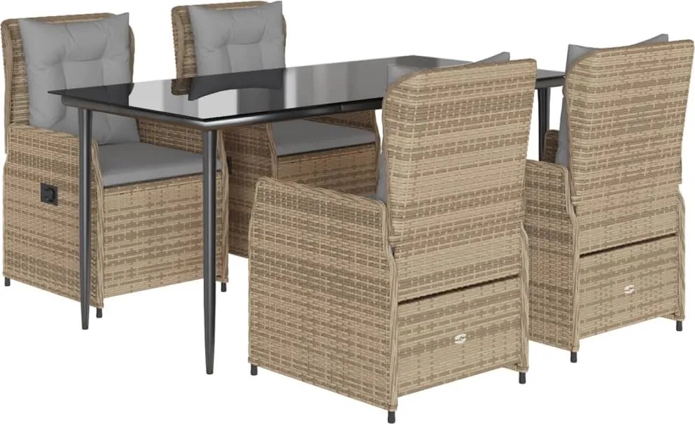vidaXL Set mobilier de grădină cu perne, 5 piese, bej, poliratan