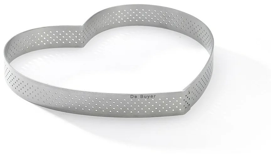 Inel perforat pentru tort Heart De Buyer 3099.52 18 cm, oțel inoxidabil