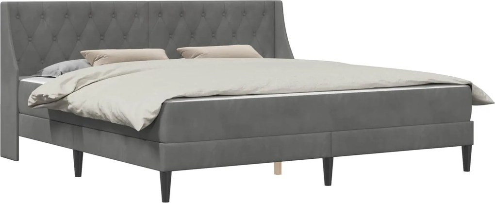 vidaXL Cadru de pat cu saltea Gri închis 200 x 200 cm Catifea