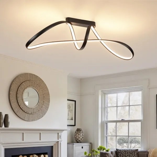 Brilagi-LED Lustră aplicată dimmabilă TWISTER LED/60W/230V 3000-6000K neagră + telecomandă