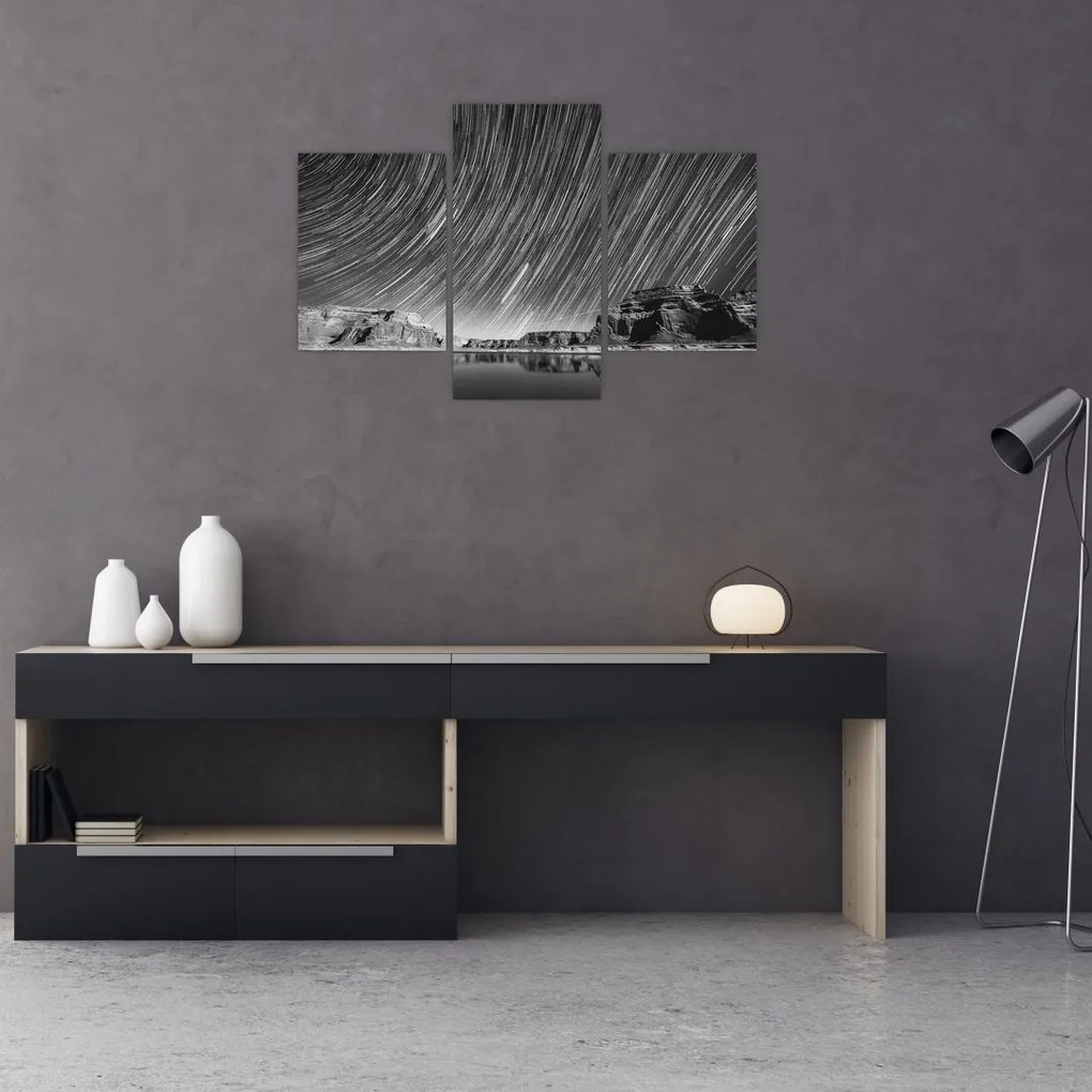 Tablou albnegru cu cerul și stele (90x60 cm)