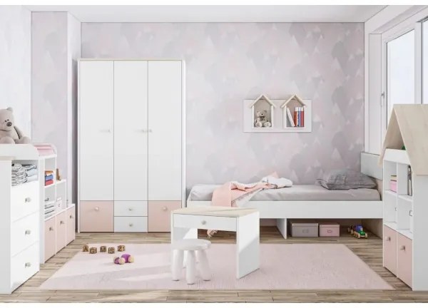 Noptieră BUBO 58x69 cm alb/stejar deschis