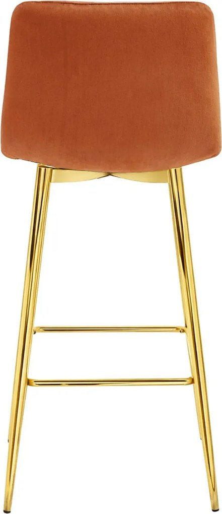 Scaun de bar POZZA VELVET cu picioare aurii, teracota