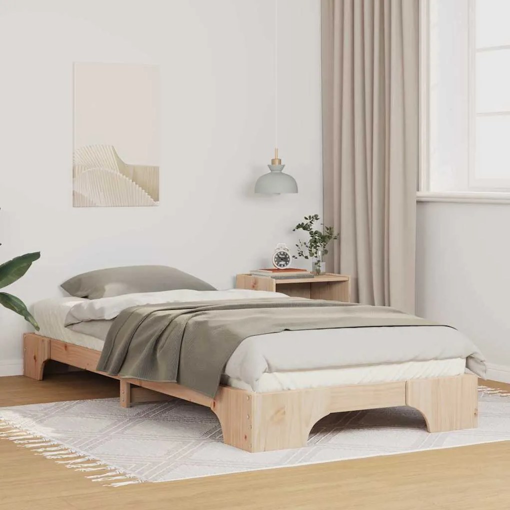 vidaXL Cadru de pat de podea cu depozitare Maro 80 x 210 cm lemn