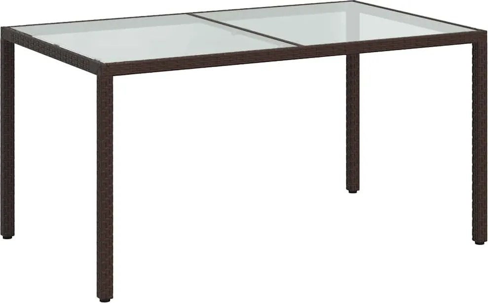 vidaXL Masă de grădină, maro, 150x90x75 cm sticlă securizată&poliratan