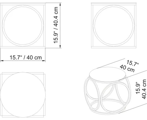 Măsuță laterală MIMO 40x40 cm auriu/negru