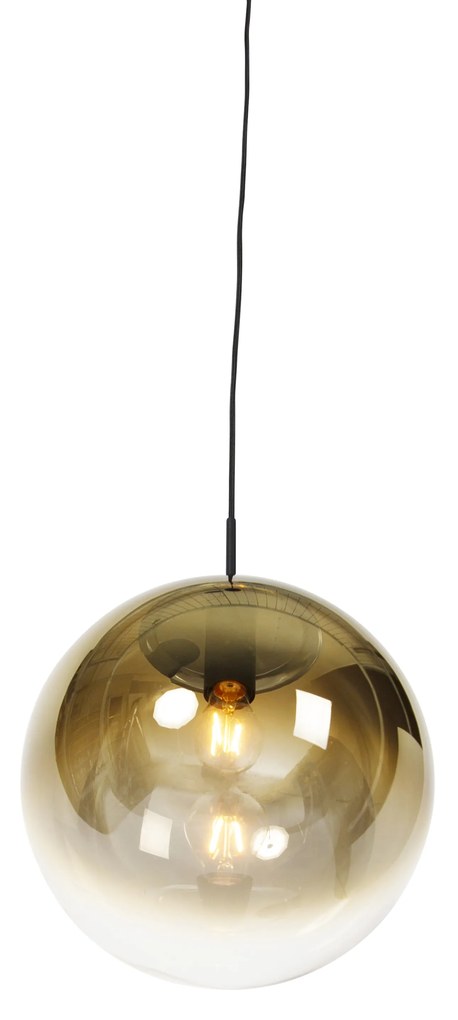 Lampă suspendată Art Deco neagră cu sticlă aurie 33 cm - Pallon