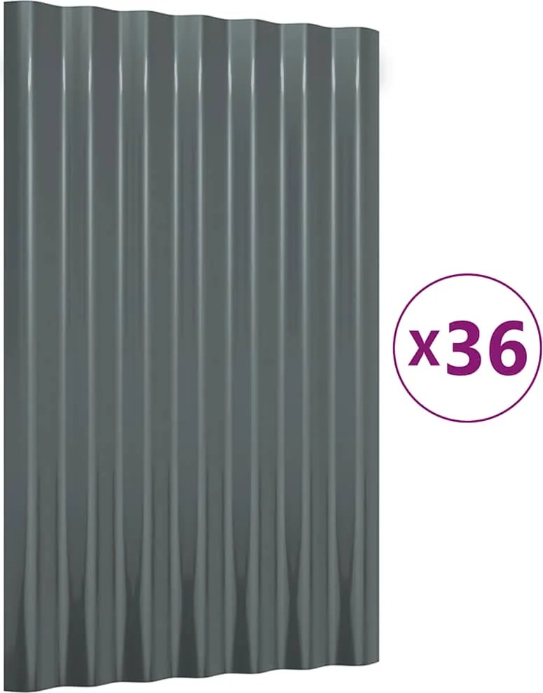 vidaXL Panouri de acoperiș 36 buc. oțel galvanizat antracit 60x36 cm
