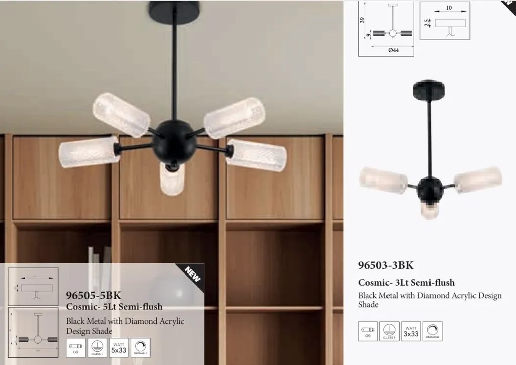 Candelabru cu 5 brate metal negru Cosmic