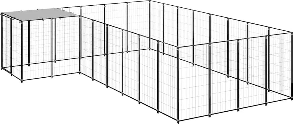 vidaXL Padoc pentru câini, negru, 10,89 m², oțel