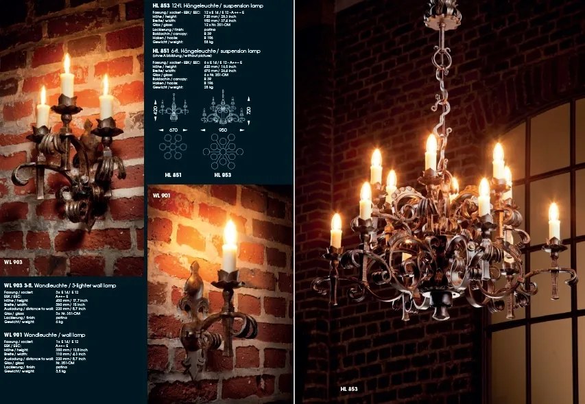 Candelabru din fier forjat realizat manual HL 853