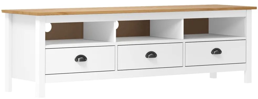vidaXL Comodă TV Hill, alb, 158x40x47 cm, lemn masiv de pin