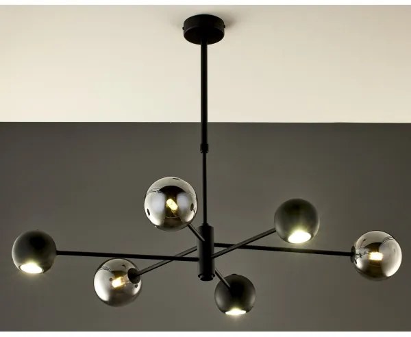 Lustră pe tijă Jupiter 1974 MOKA 3xGU10/10W/230V + 3xG9/10W/230V negru/crom