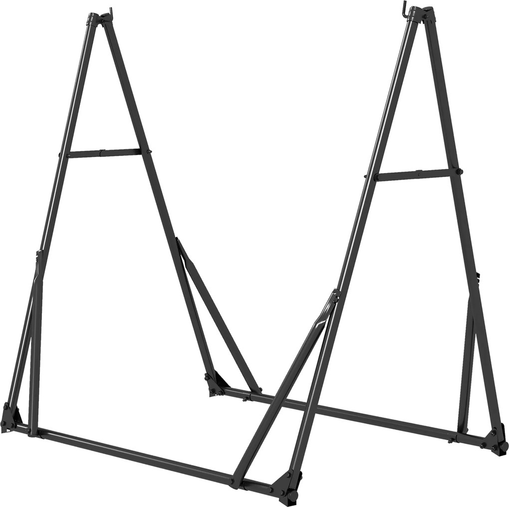 Outsunny Suport pentru hamac pliabil 2 în 1 Suport pentru scaun suspendat cu structură din metal și geantă de transport Negru | Aosom Romania