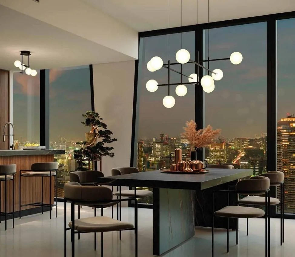 Lustra design Art Deco cu 11 surse de lumina CELLAR