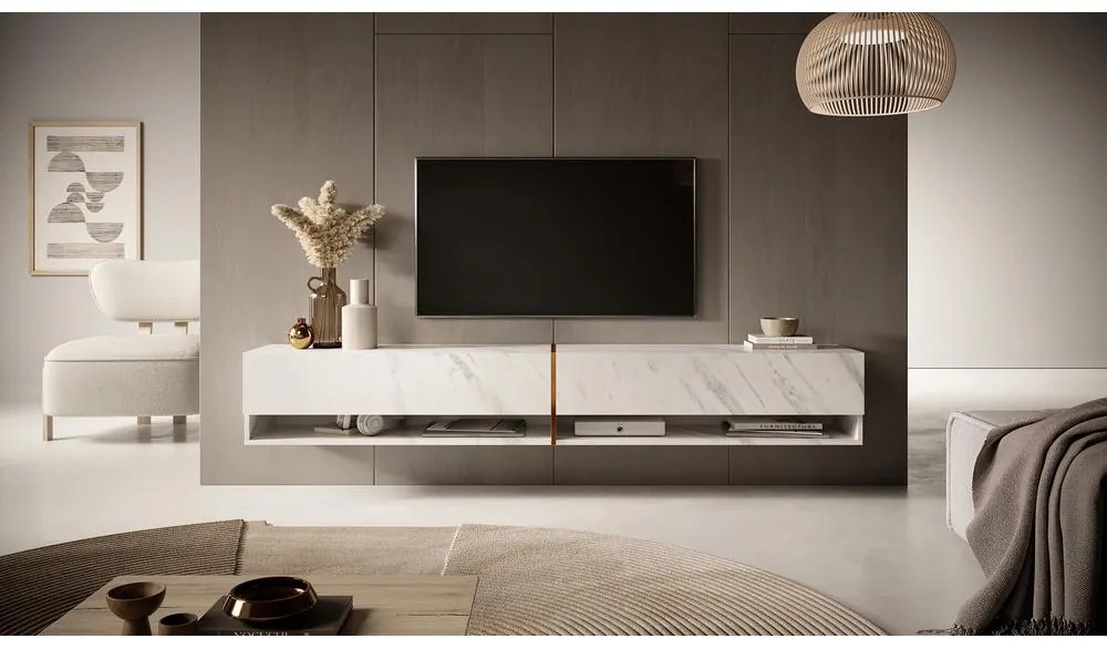 Masă TV Myrtha 200 (marmiură alb). 1098776