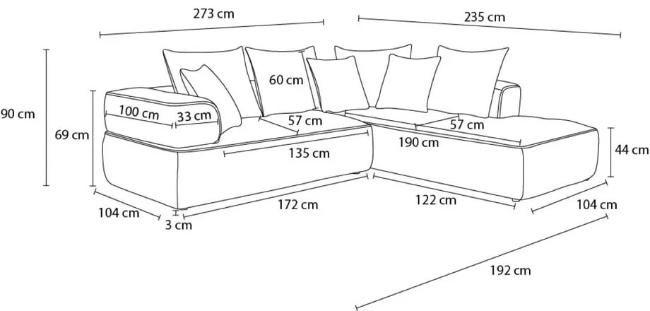 Colțar teracotă cu tapițerie din chenille (cu colț pe partea stângă/în formă de ”L”) Whesley – Bobochic Paris