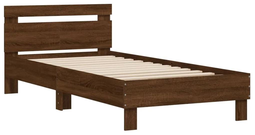 838532 vidaXL Cadru de pat cu tăblie stejar maro 100x200 cm lemn prelucrat