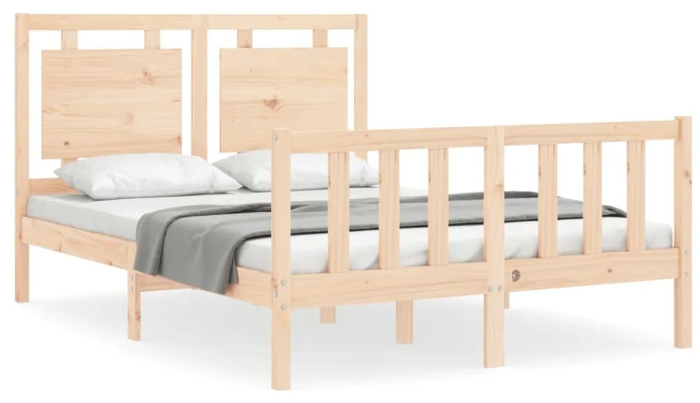 3192141 vidaXL Cadru de pat cu tăblie, dublu, lemn masiv