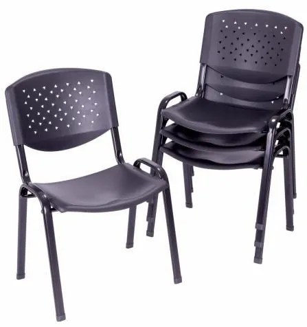 Set de scaune stivuibile - 4 buc, negru