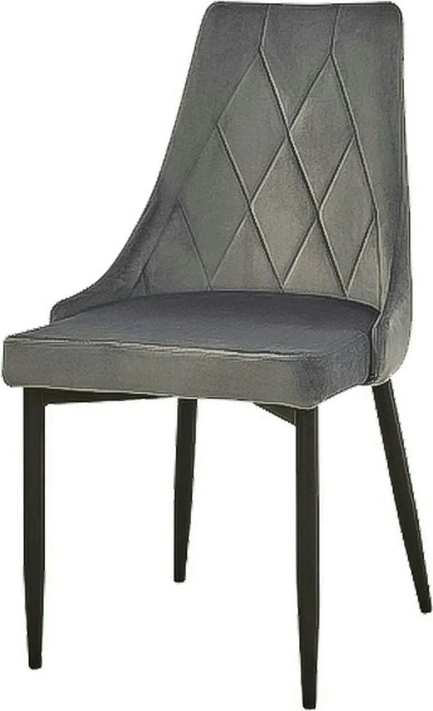 Scaun tapitat TRIX B, gri/negru, stofa catifelata/metal, 49x47x89 cm