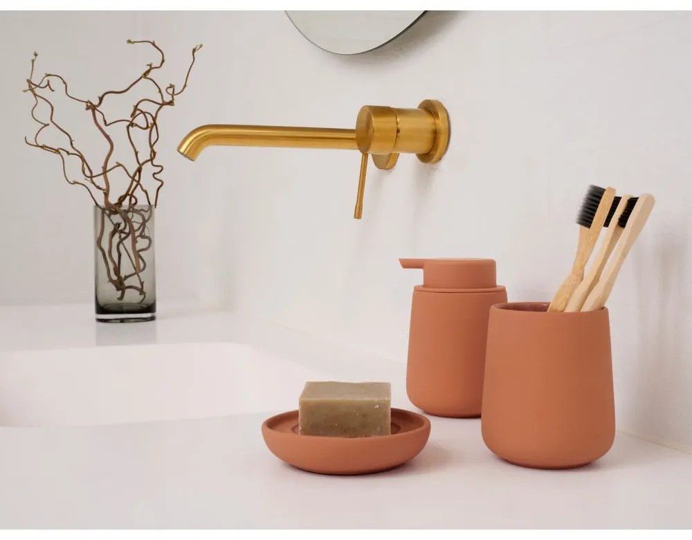 Dozator de săpun lichid portocaliu din gresie ceramică 250 ml Nova One – Zone