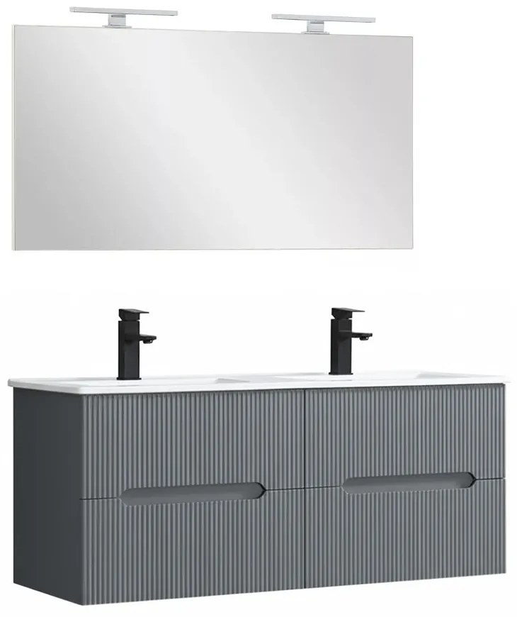 Trent Mobilier de baie 120 cm lavoar ceramic cu oglindă 60x120 cm gri antracit