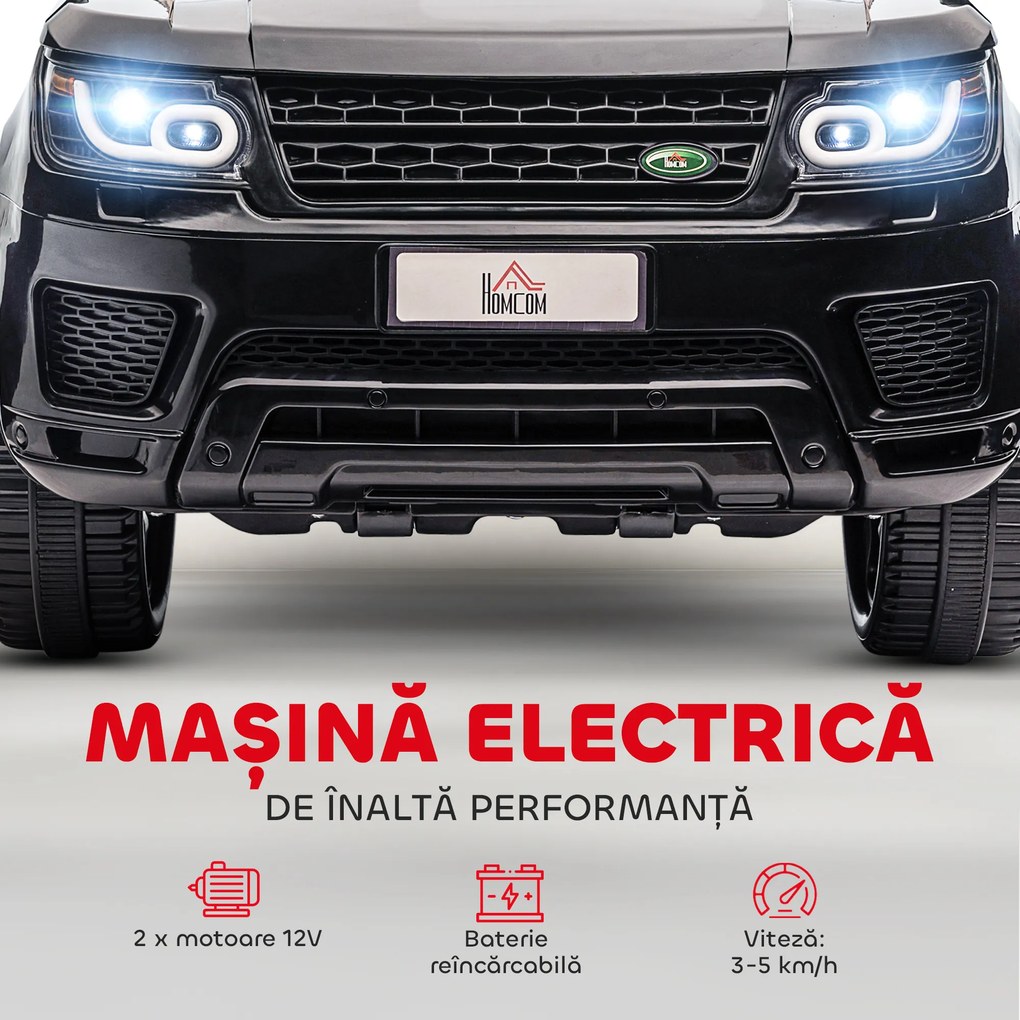 HOMCOM Mașină Electrică pentru Copii cu Motor Dublu, Suspensie și Telecomandă, 110x68x52 cm, Negru | Aosom Romania