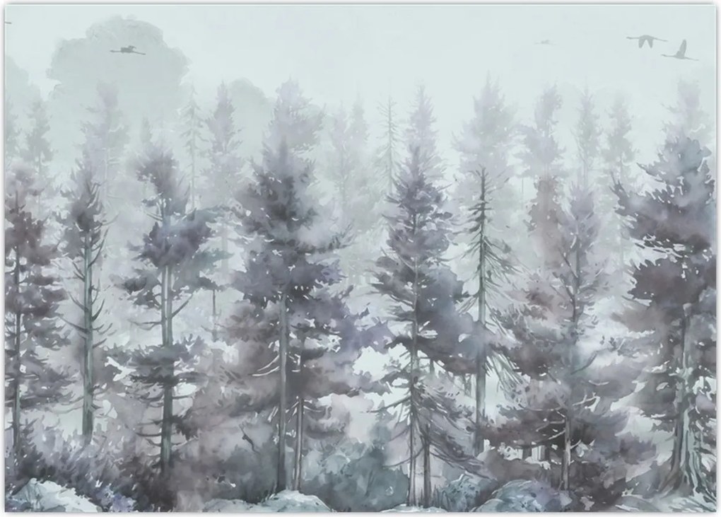 Tablou - Pădurea de pini II., aquarel (70x50 cm)