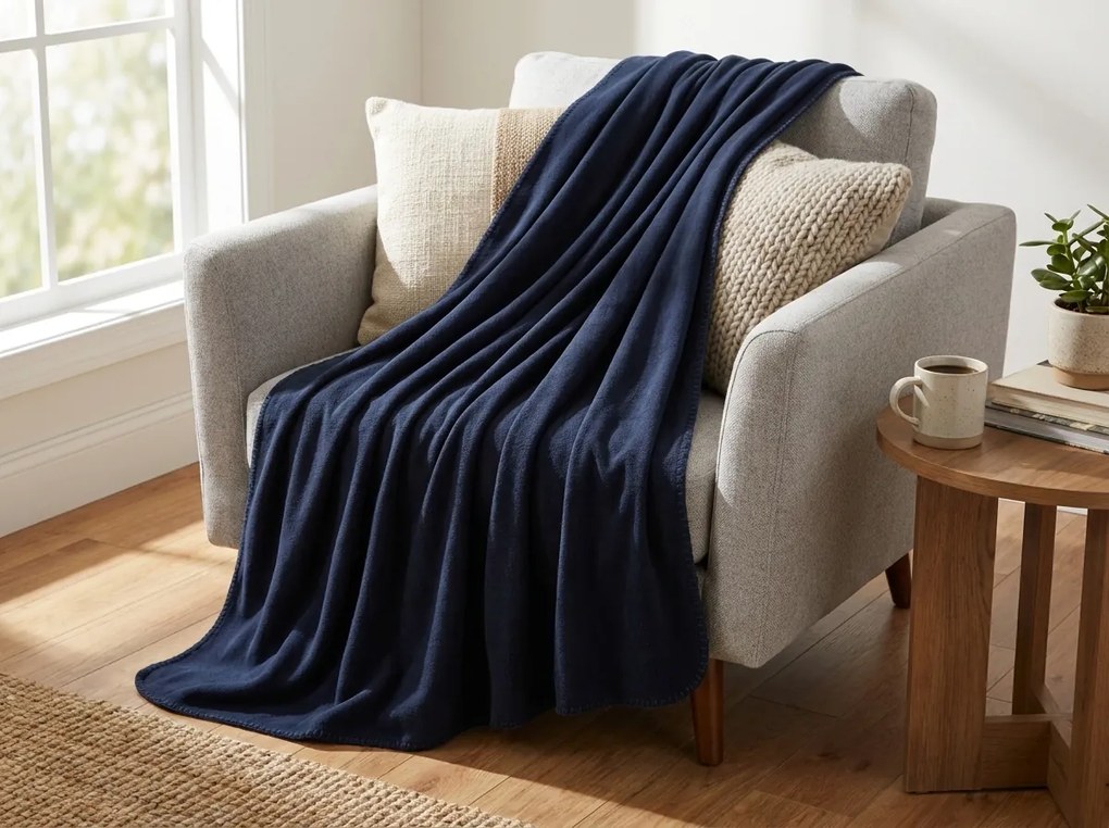 Patura din fleece MELVIRA DUO, albastru inchis Dimensiune: 180 x 200 cm