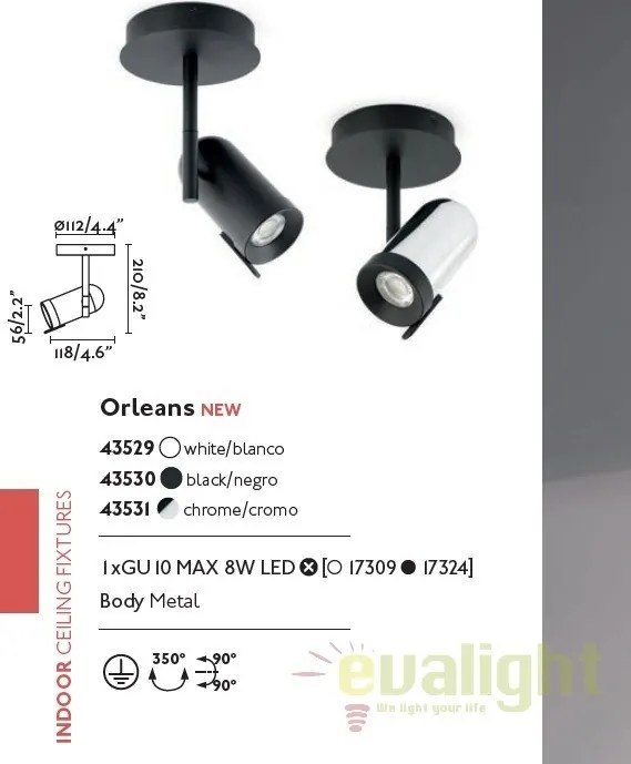 Plafoniera moderna cu 1 spot directionabil ORLEANS 1L crom 43531