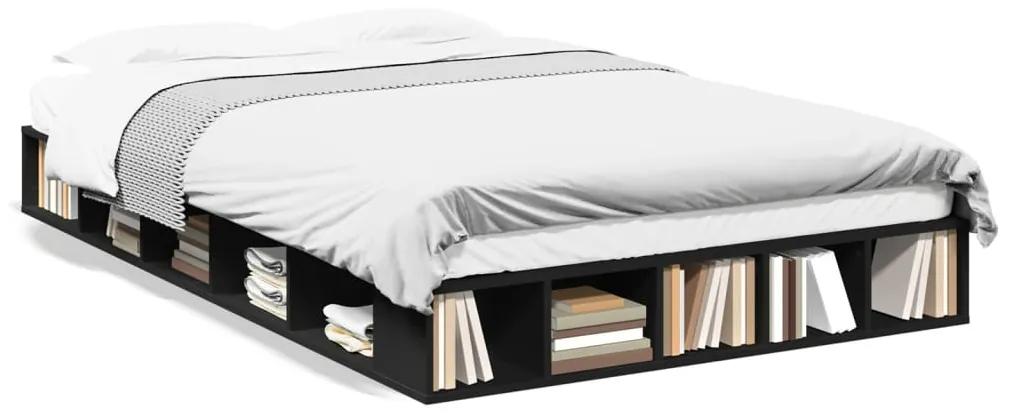 3280490 vidaXL Cadru de pat, negru, 140x190 cm, lemn prelucrat