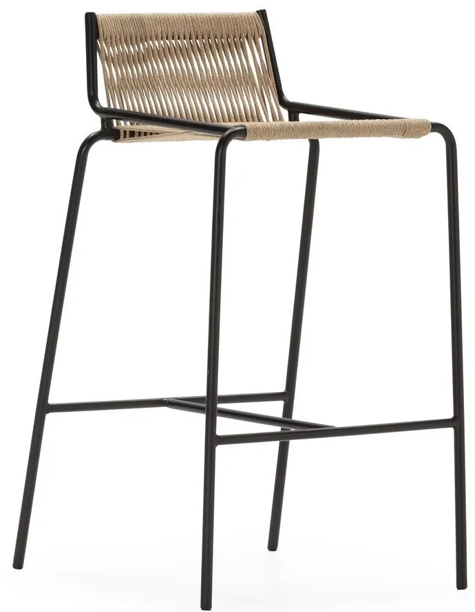 Scaun de bar bej din metal (înălțime șezut 65 cm) Emily – Marckeric