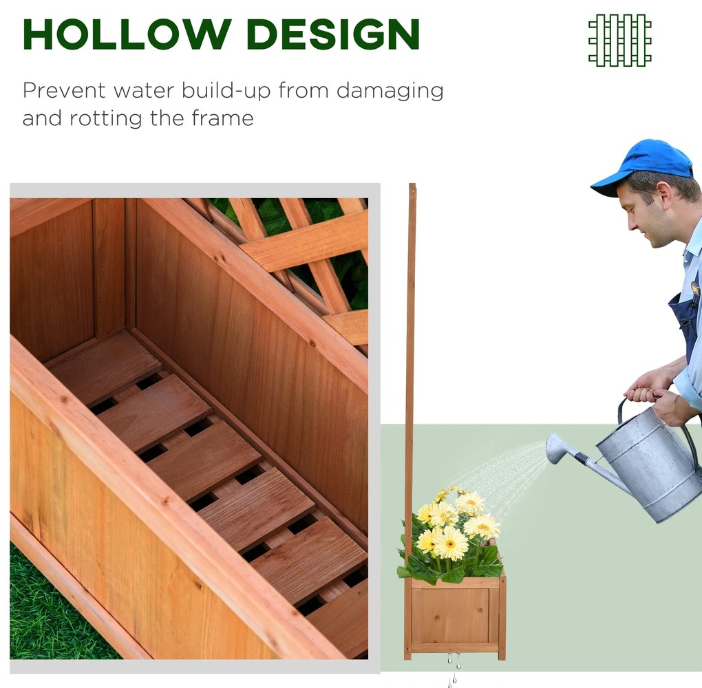 Outsunny Jardiniera Verticala din Lemn, Jardiniera de Exterior cu Spalier pentru Plante 76x36x170cm, Maro | Aosom Romania