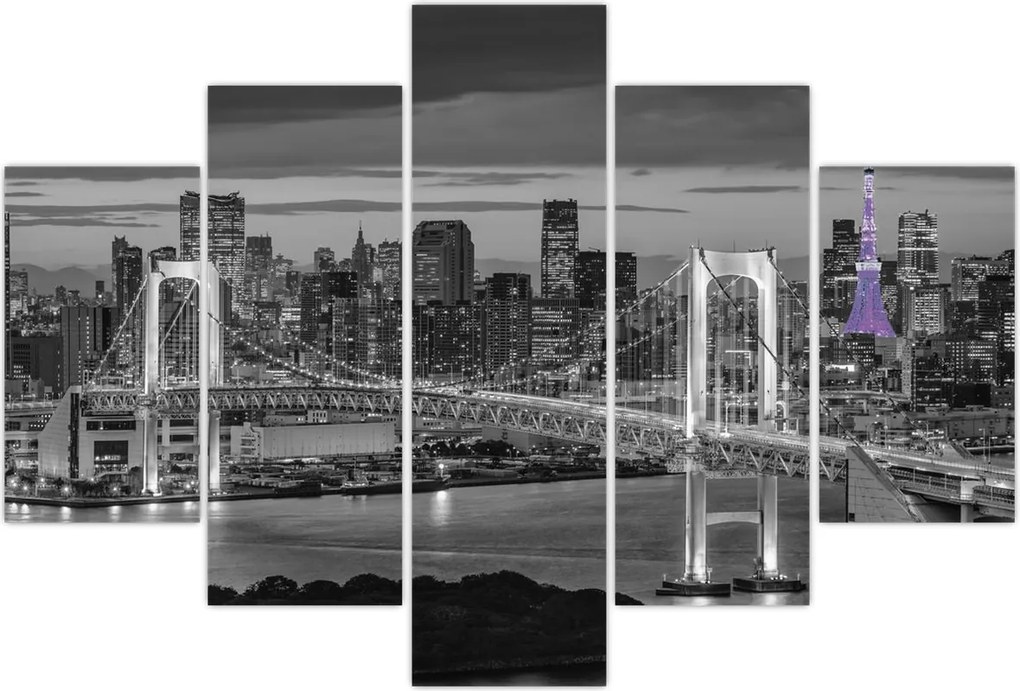 Tablou - Orașul mare cu turnul mov (150x105 cm)