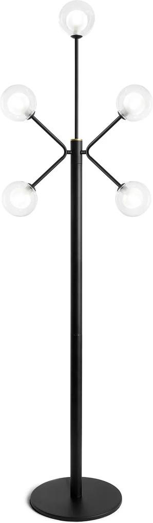 Cosmo I - Lampă de podea neagră cu 5 globuri din sticlă